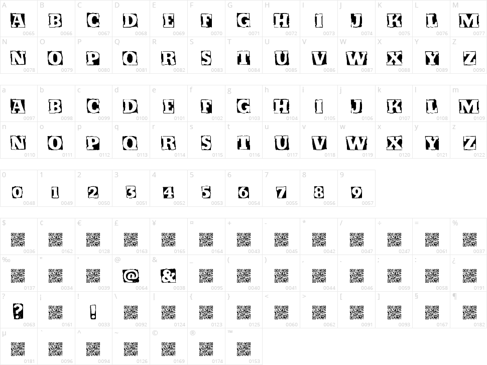 Kickstop Character Map