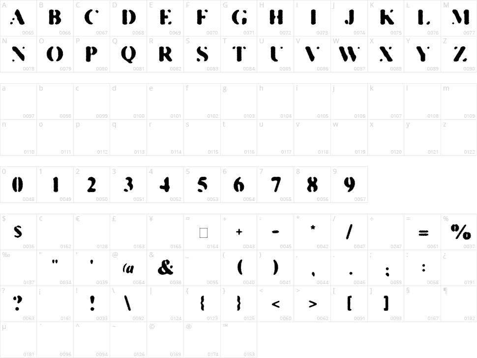 Kill The Hippies Character Map