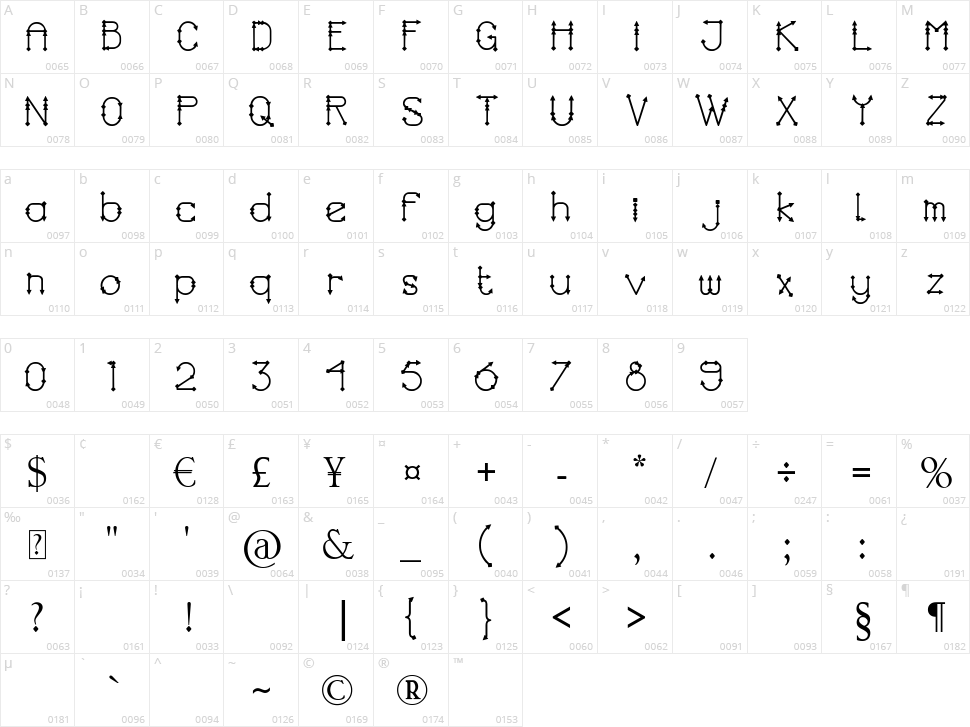 King Arrow Character Map