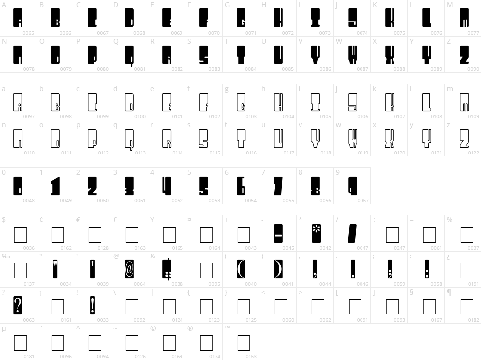 Kingthings Wrecktangle Character Map