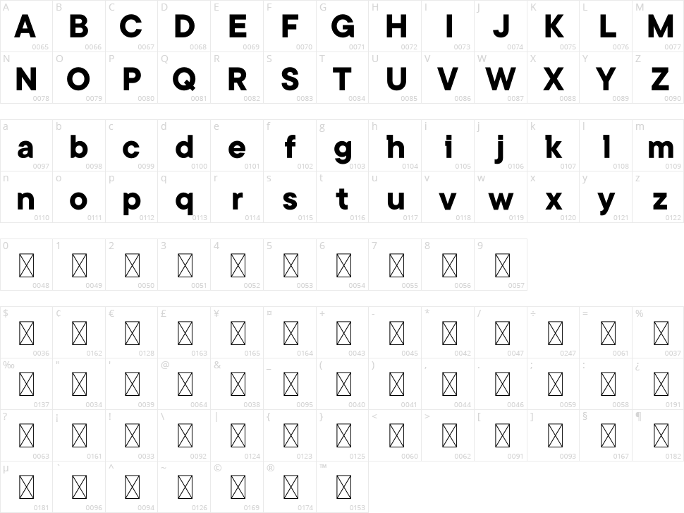Kinsans Character Map