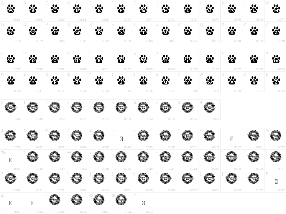 Kitty Paw Character Map