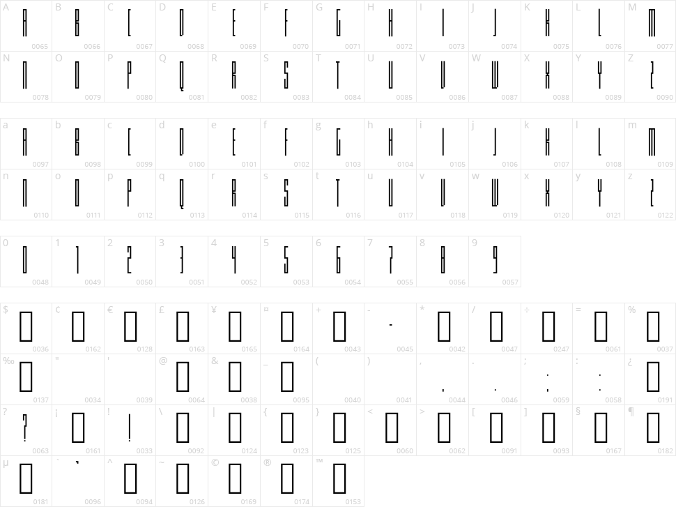 Knifer Character Map