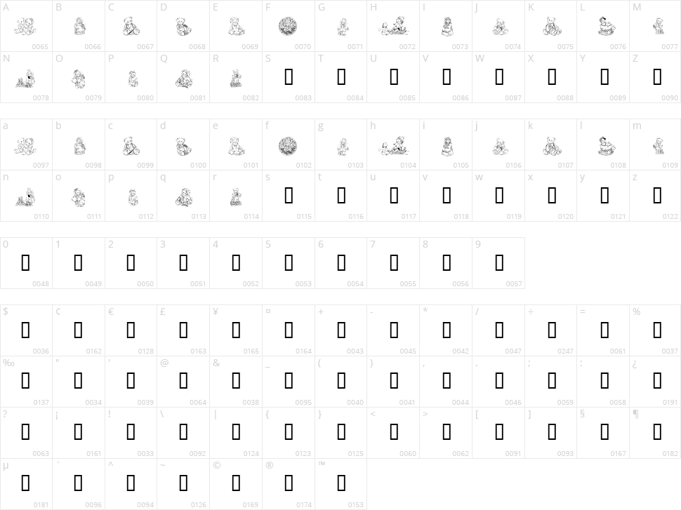 KR Adorable Teddies Character Map