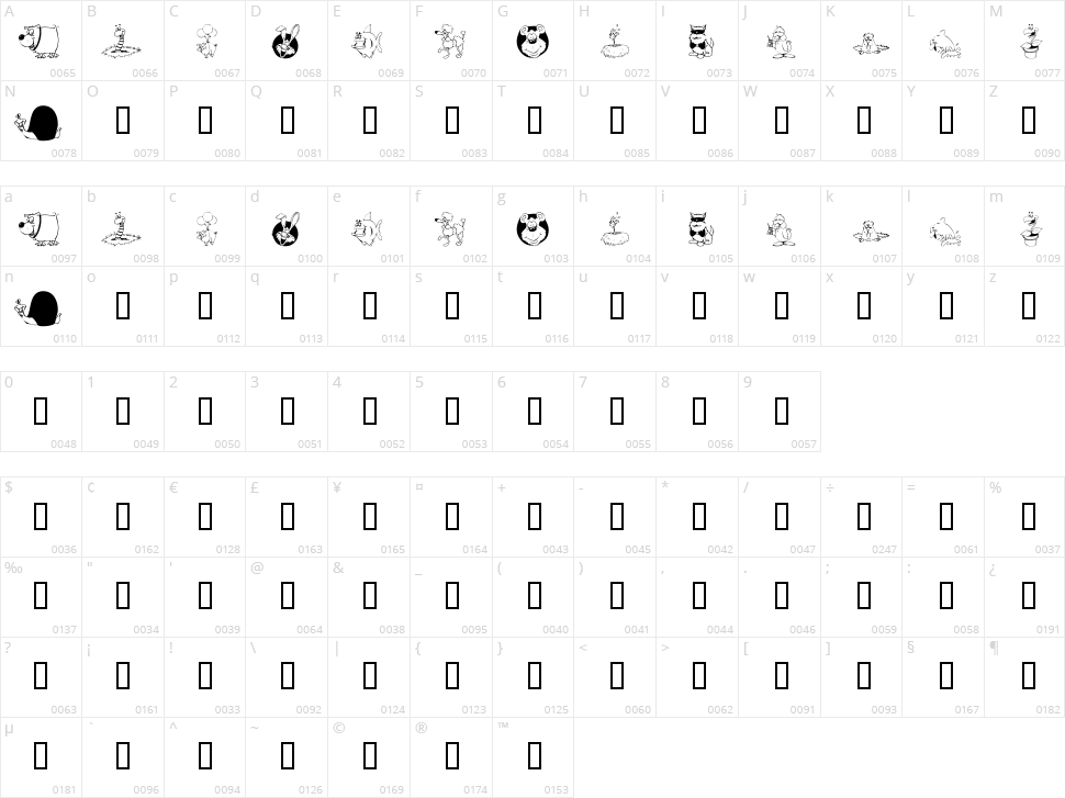 KR All Smiles Character Map