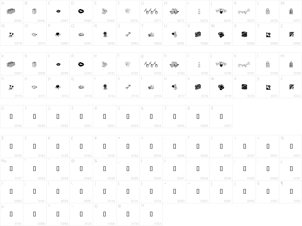 KR Be Mine Forever Character Map