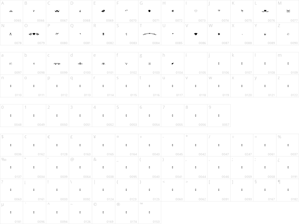 KR Be Mine More Character Map