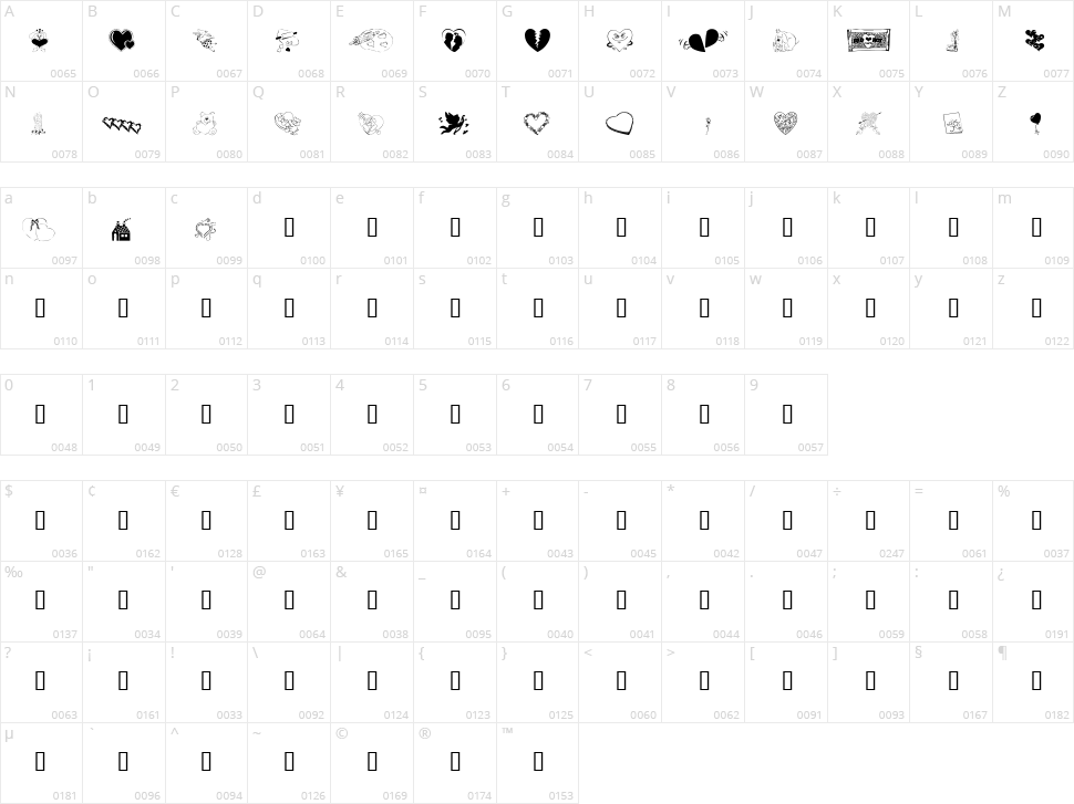 KR Belated Valentine Character Map