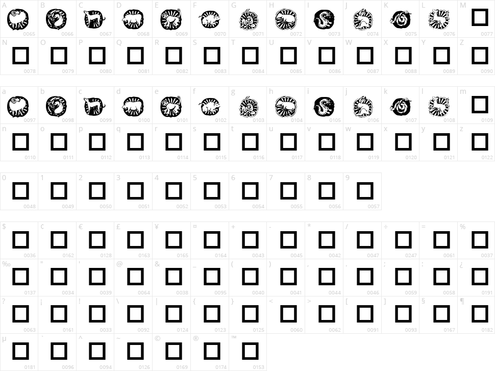 KR Chinese Zodiac Character Map
