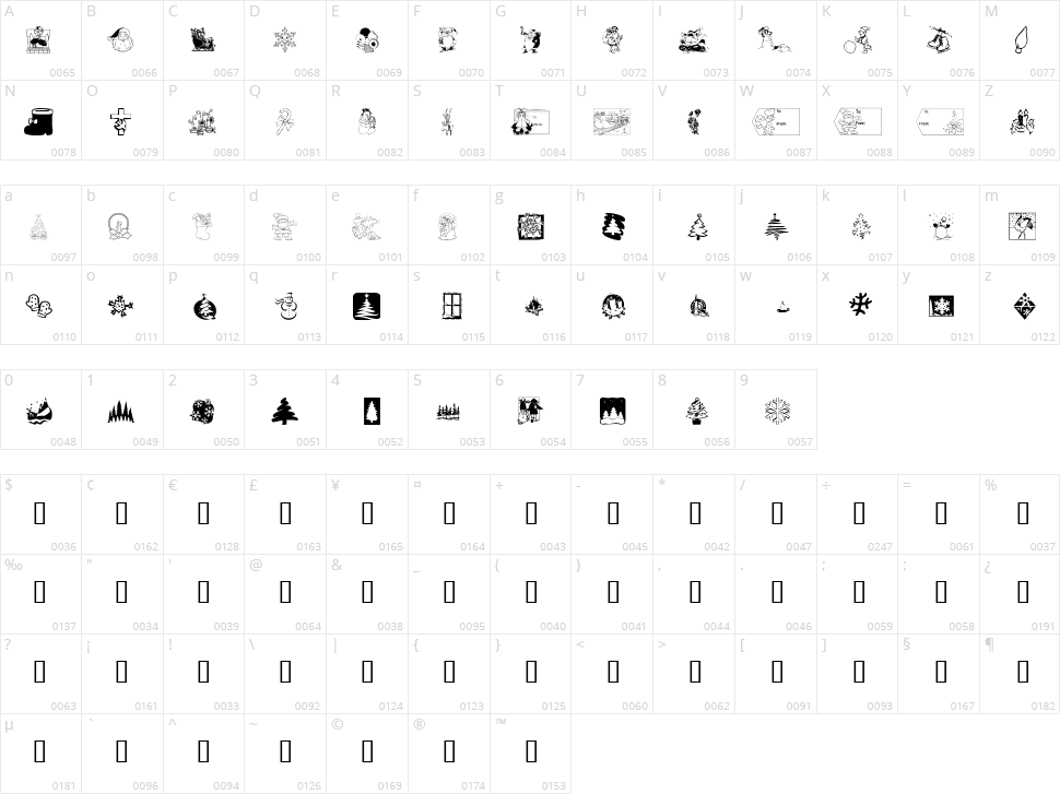 KR Christmas 2001 Character Map