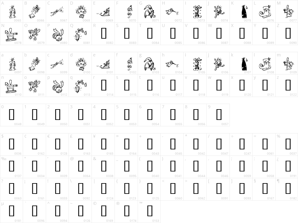 KR Christmas 2002 Character Map