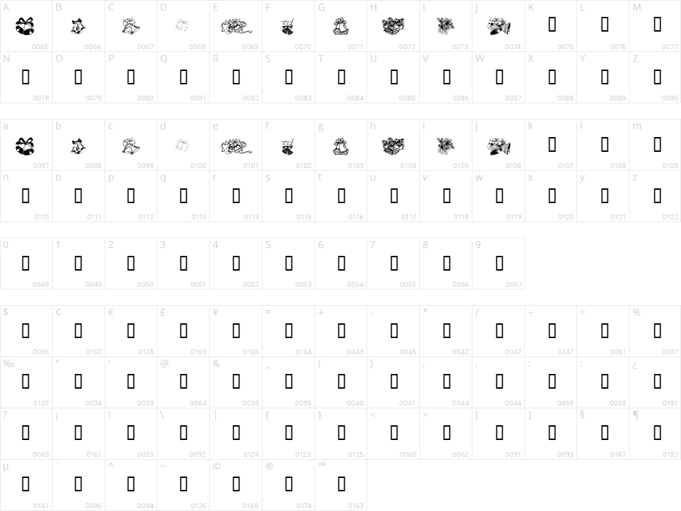KR Christmas Bells Character Map
