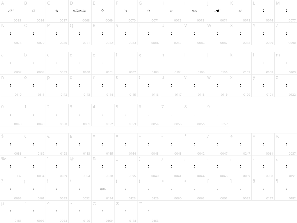 KR Cuori Divertenti 7 Character Map