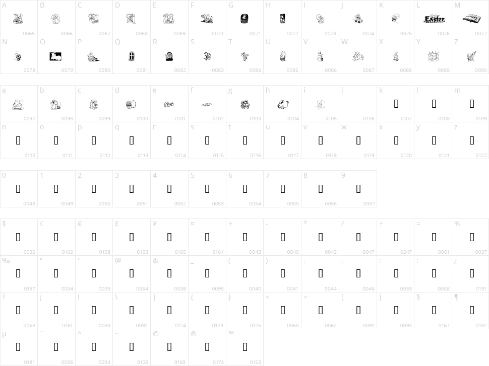 KR Easter 2003 Character Map