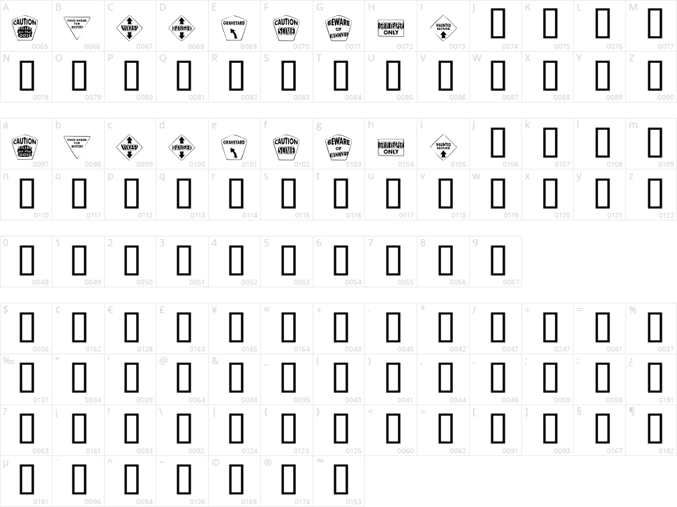KR Halloween Signs Character Map