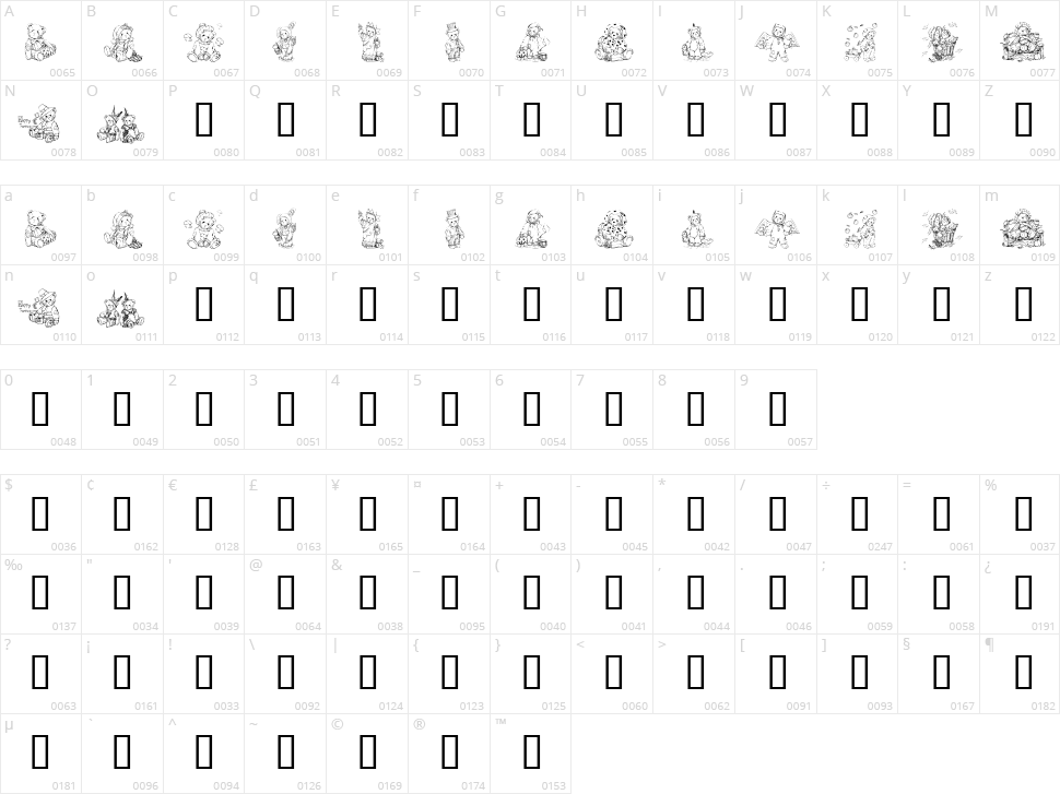 KR Holiday Teddies Character Map