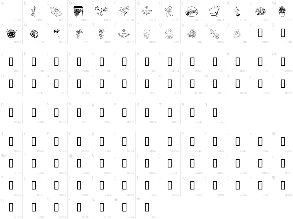 KR Spring Me Character Map