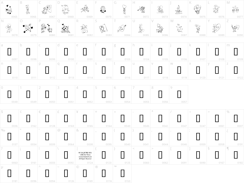 KR Valentine Kids 2006 Character Map