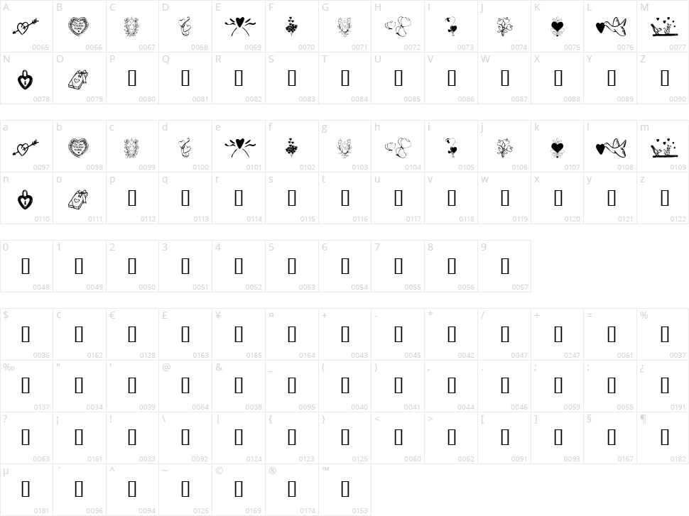 KR With Heart Character Map