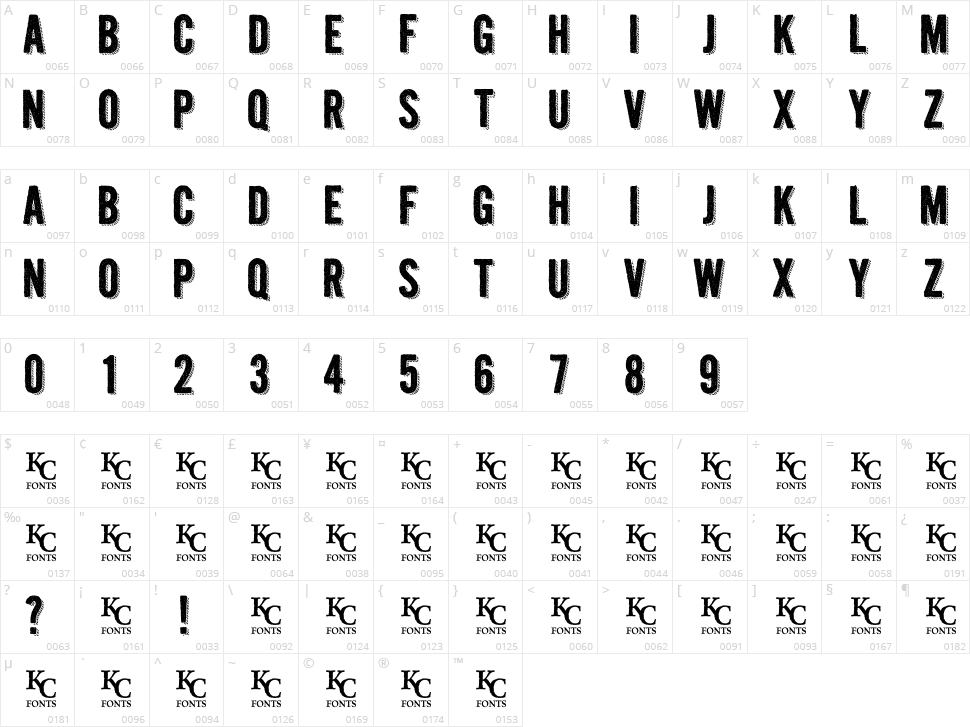 Kraft Nine Character Map