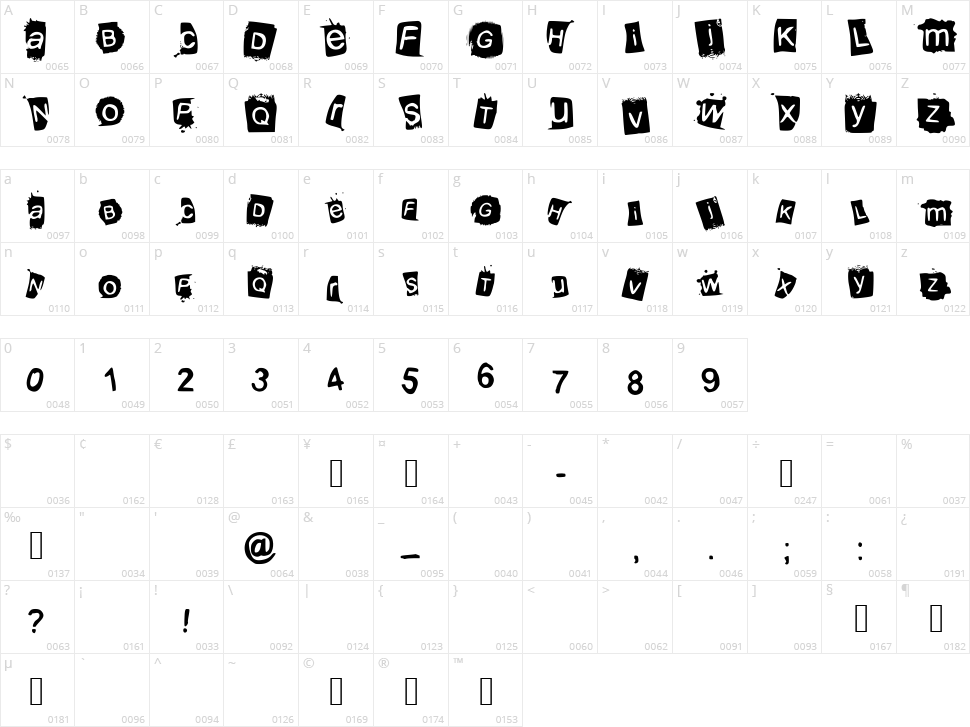 KrooKed Character Map