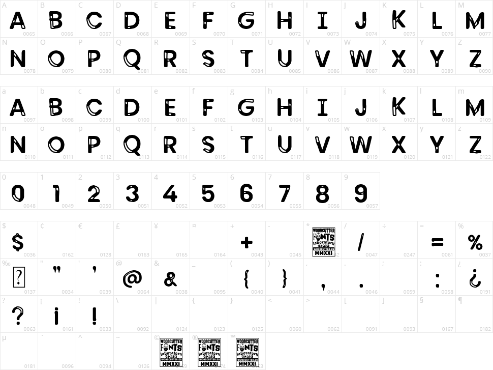 Kubrick Display Character Map