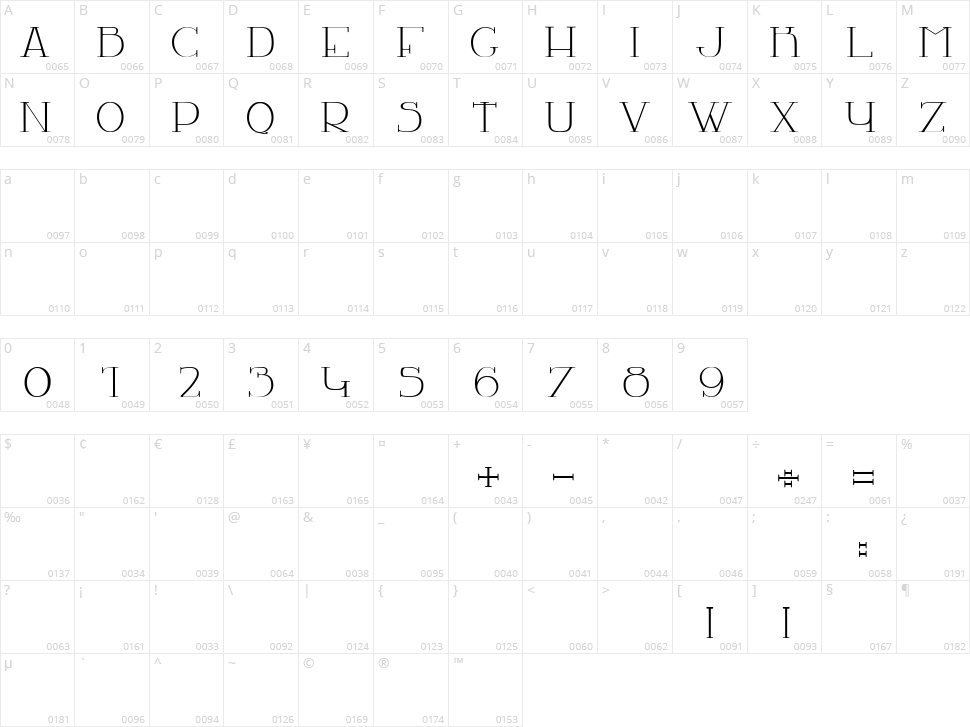 La Chambre 77 Character Map