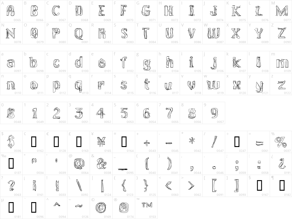 Lakestreet Character Map