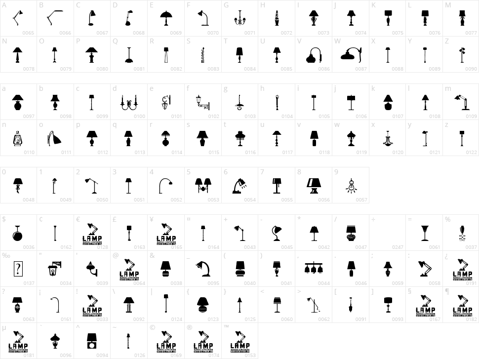 Lamp Character Map