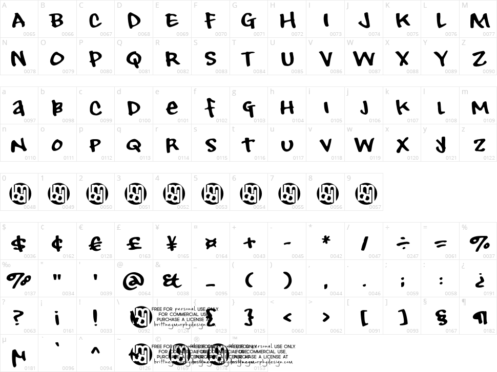 Langbourne Character Map