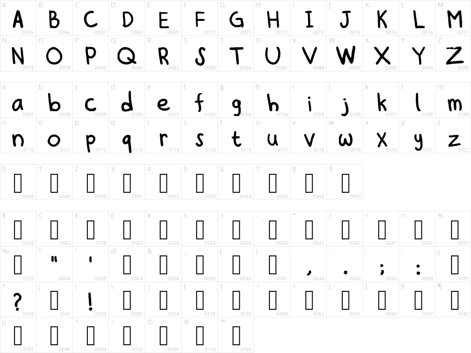 Last to sleep Character Map