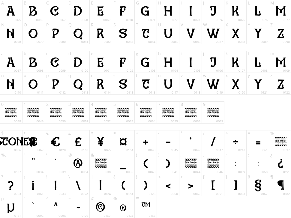 Lastones Character Map