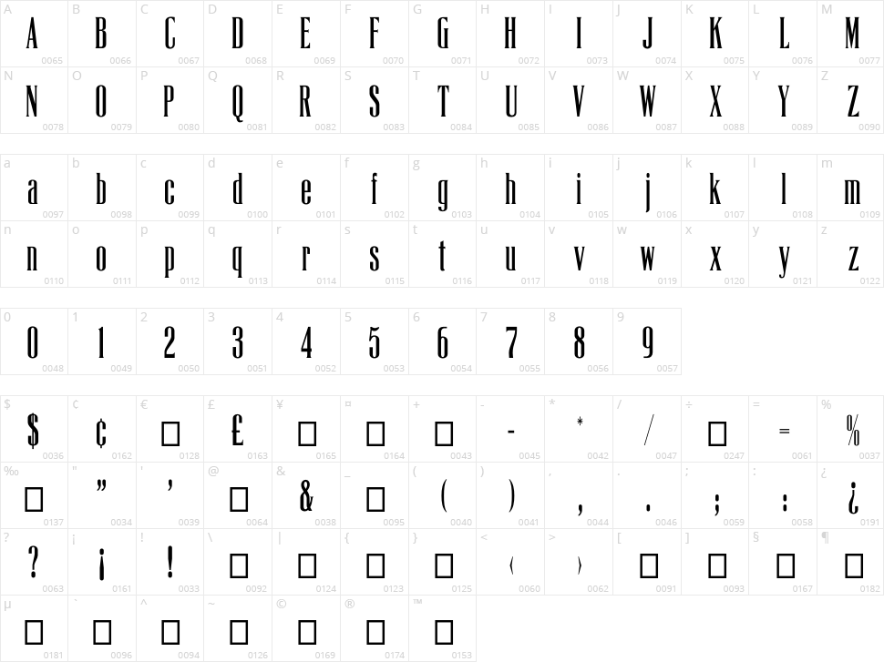 La Tribune CP Character Map