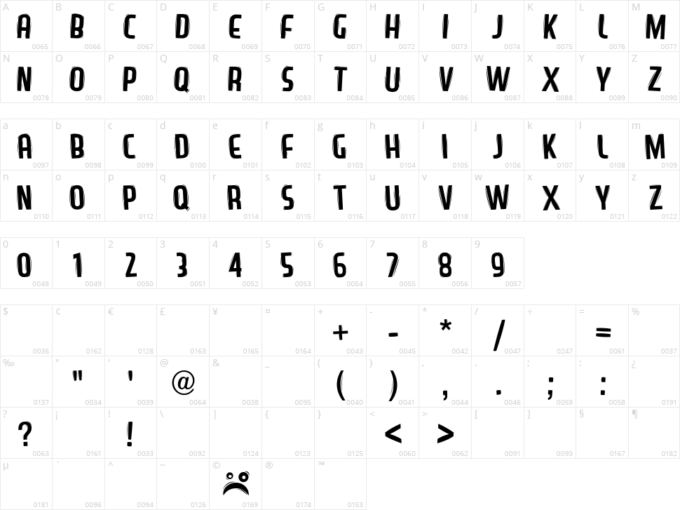 Lazy Sans Character Map