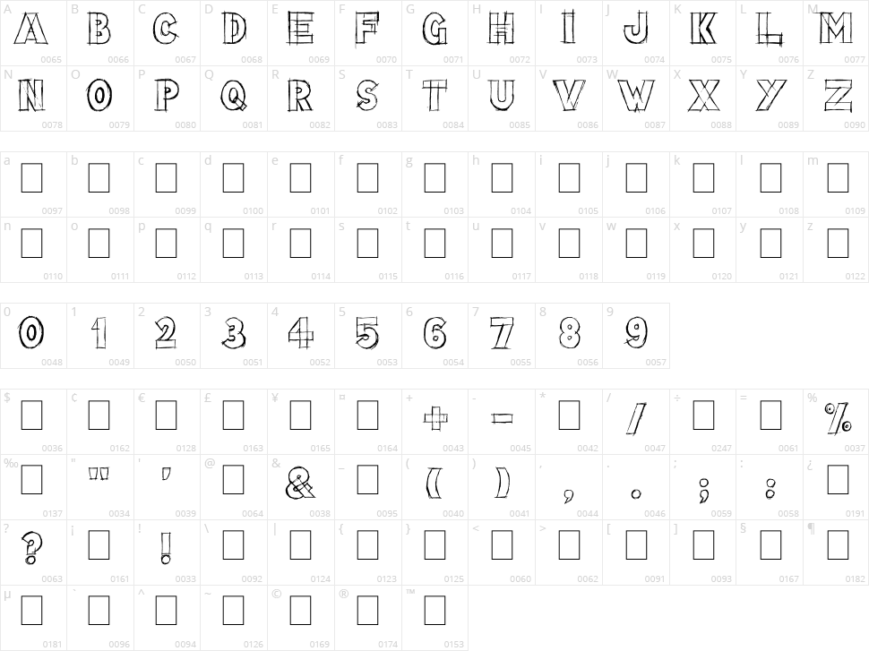 Lazy Sketch Character Map