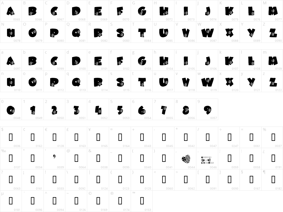 LCR America's Heart LSF Character Map