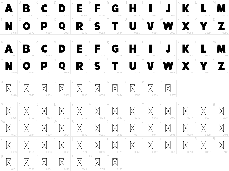 Le Bleu Jean Character Map