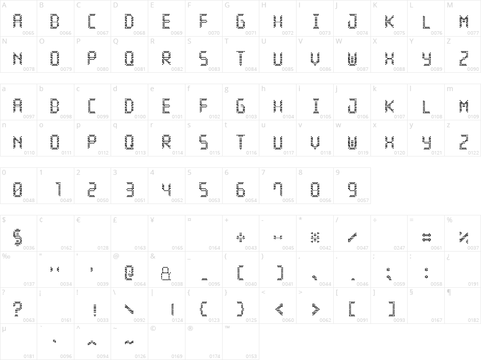 LED Stadion 7 Character Map