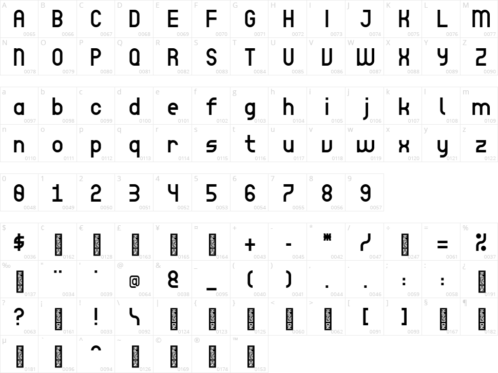 Lee Haus Sans Character Map