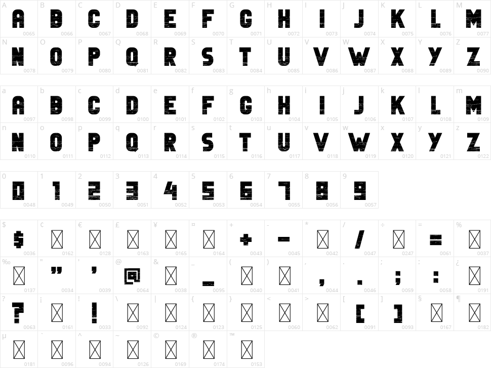 Legend Character Map