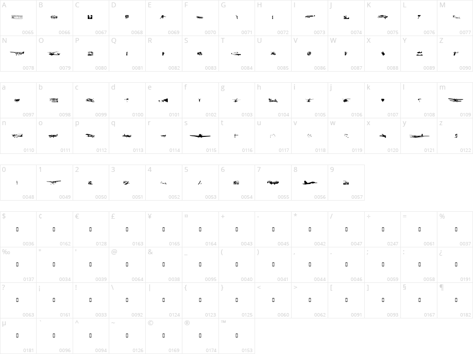 Letsikovy Flashtrace Character Map