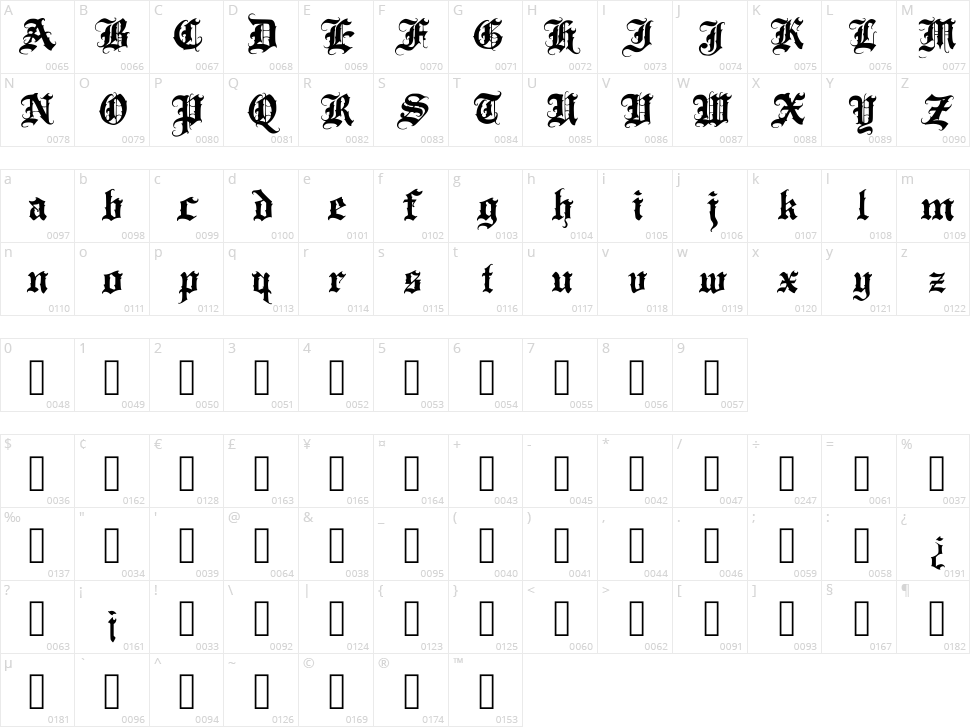 Letter Cream Character Map