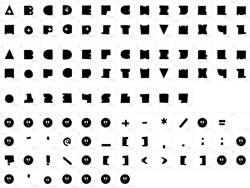 LF Childsplay Character Map