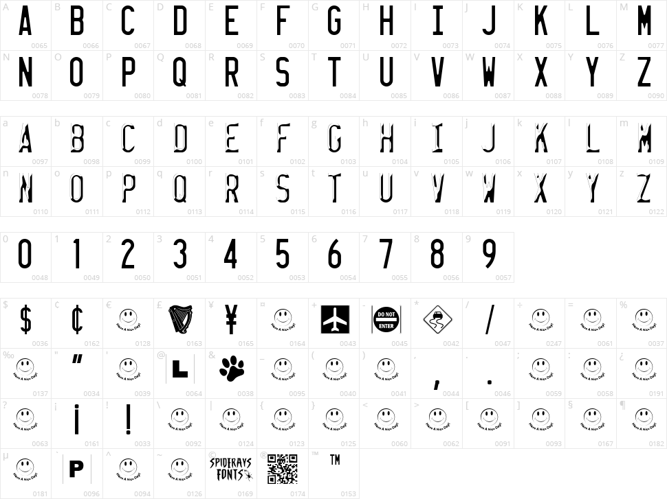 License Plate USA Character Map
