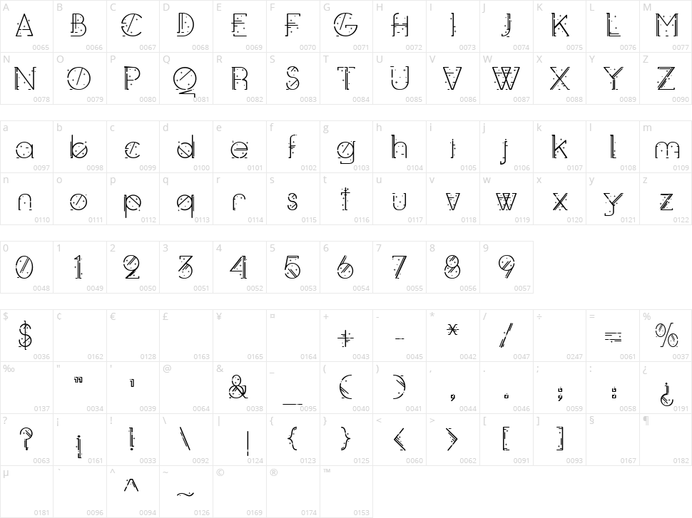 Lieben Character Map