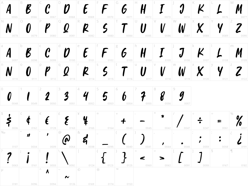 Light In Brush Character Map