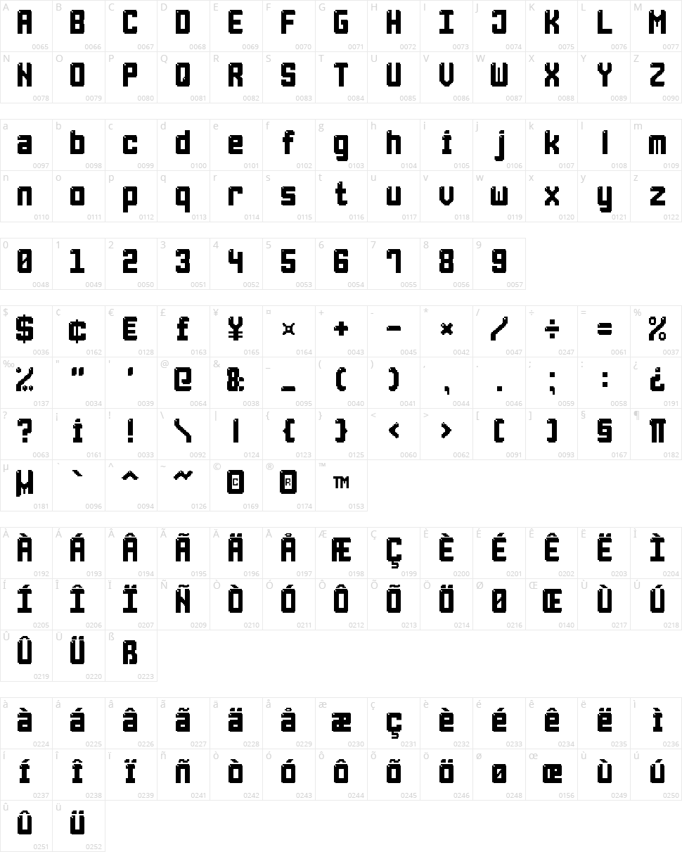 Light Pixel-7 Character Map