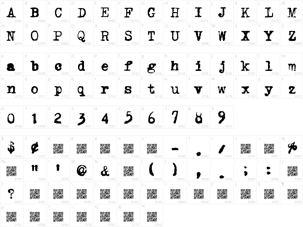 Light Fingers Character Map