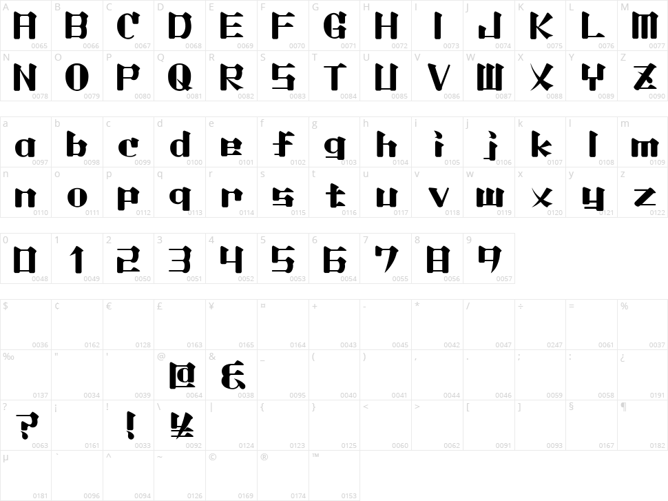 Lightmorning Character Map