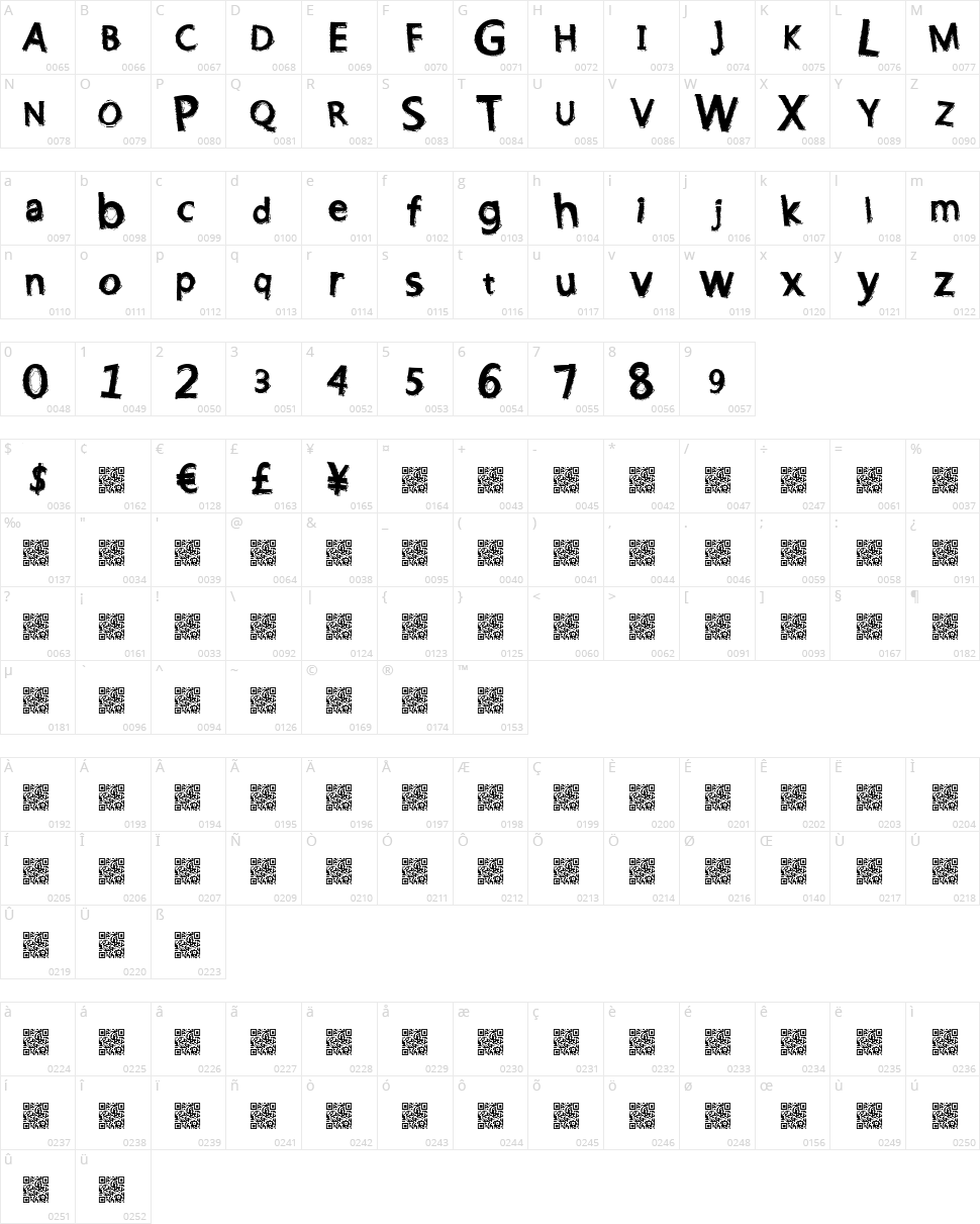 Lightning Blaze Character Map